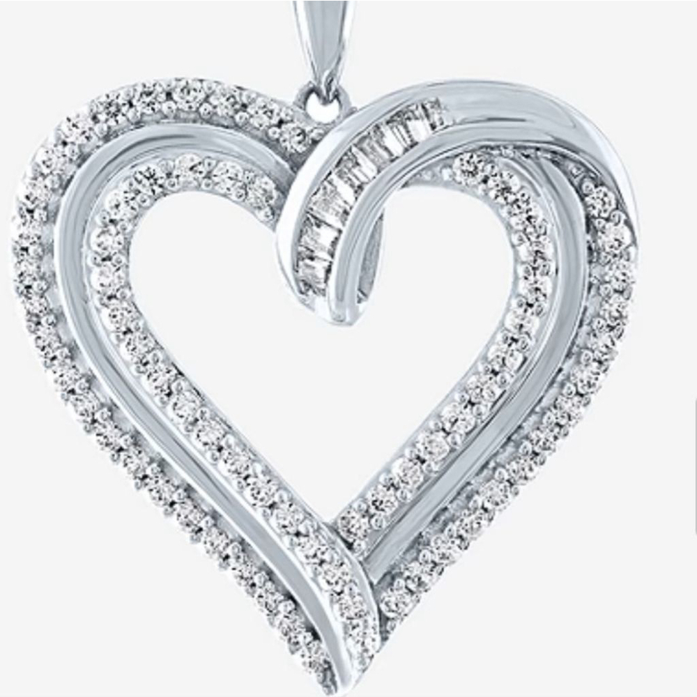 Genuine white diamond heart pendant